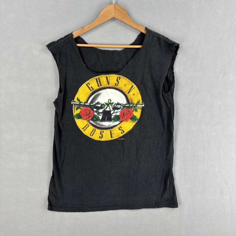 Vintage Guns N Roses Shirt Mens Small Black Logo Graphic Cutoff Tank 1987 80s